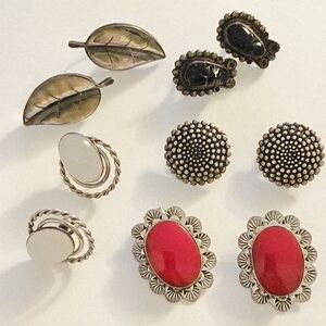 Vintage Sterling Silver 925 Earrings Lot 5 Pair Wearable Resale Navajo Mexico